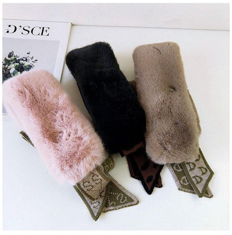 Women’s Faux Fur Knit Neck Warmer – Autumn Winter Neck Gaiter