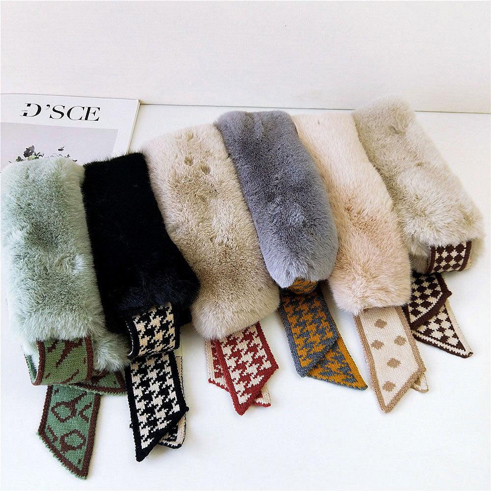 Women’s Faux Fur Knit Neck Warmer – Autumn Winter Neck Gaiter