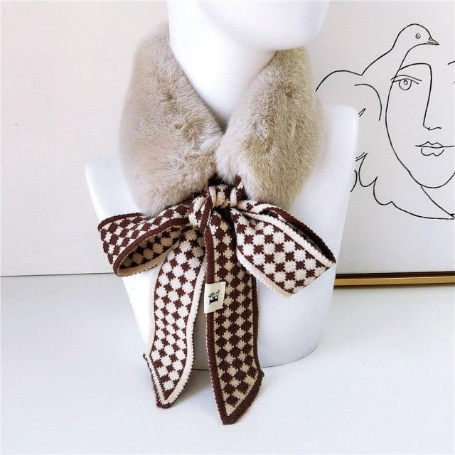Women’s Faux Fur Knit Neck Warmer – Autumn Winter Neck Gaiter