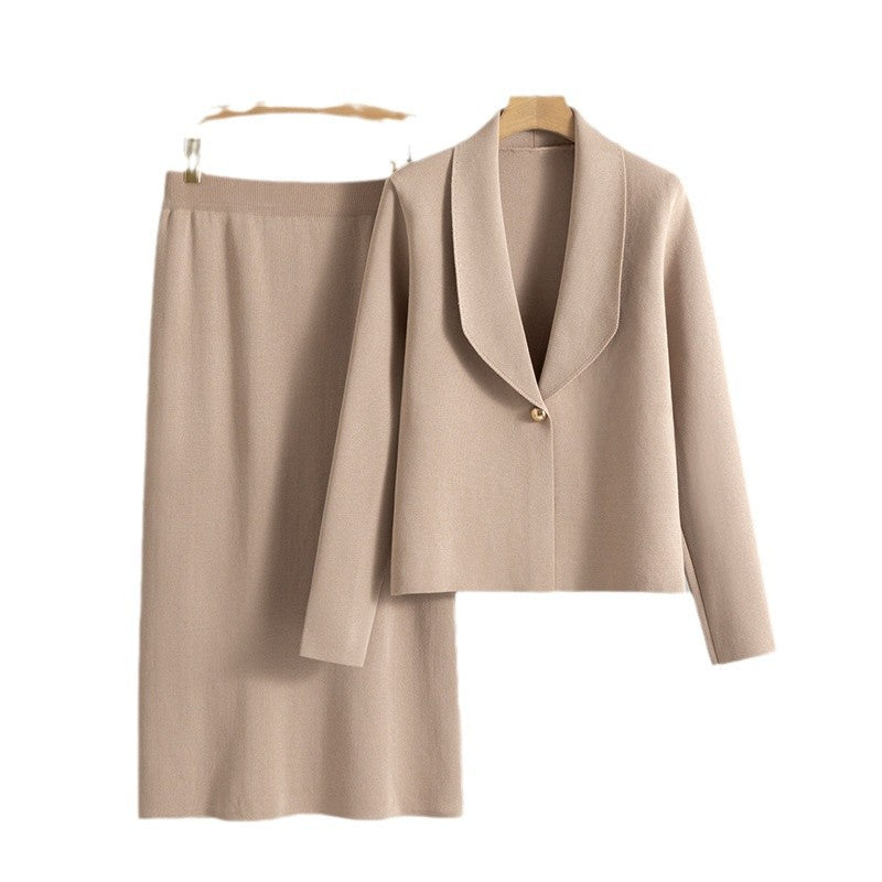 Women’s Cardigan Sweater & Skirt Set – 2-Piece Suit Outfit
