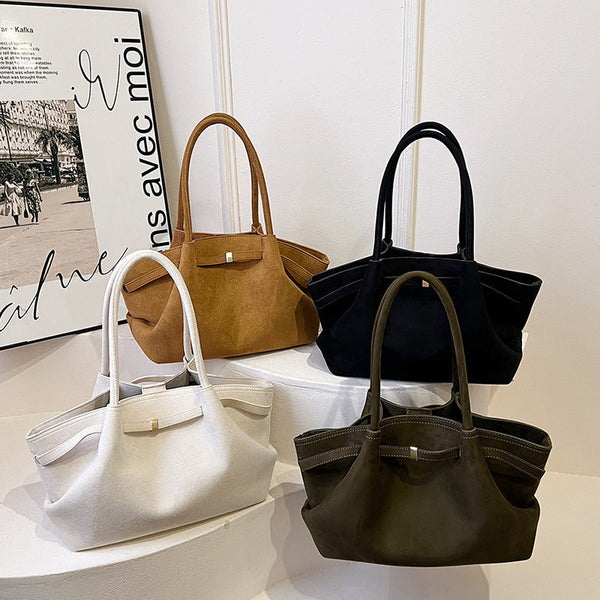 Women’s Suede Tote Bag – Retro High-End Large Capacity Commuter Bag