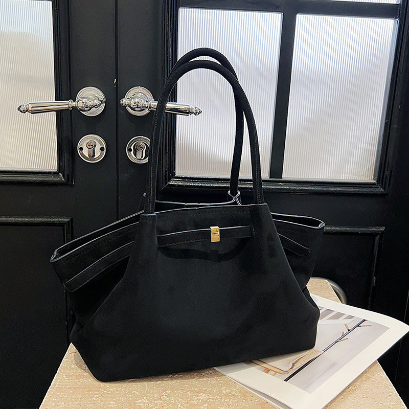 Women’s Suede Tote Bag – Retro High-End Large Capacity Commuter Bag