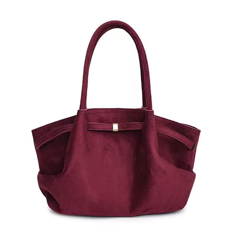 Women’s Suede Tote Bag – Retro High-End Large Capacity Commuter Bag