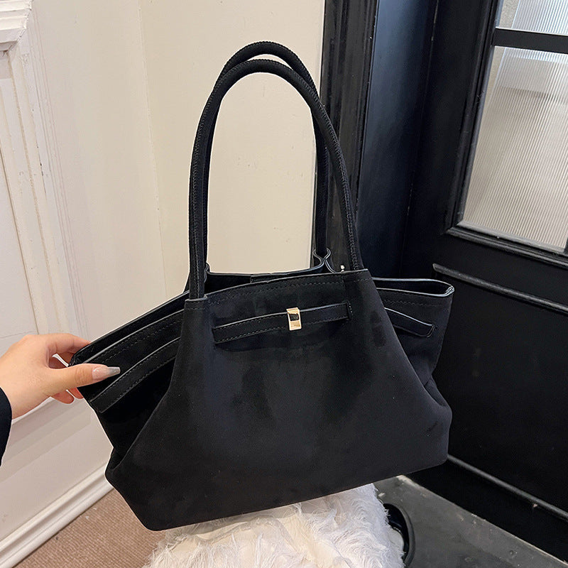 Women’s Suede Tote Bag – Retro High-End Large Capacity Commuter Bag