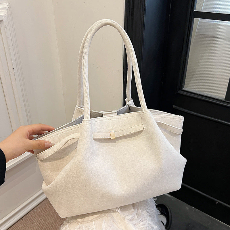 Women’s Suede Tote Bag – Retro High-End Large Capacity Commuter Bag