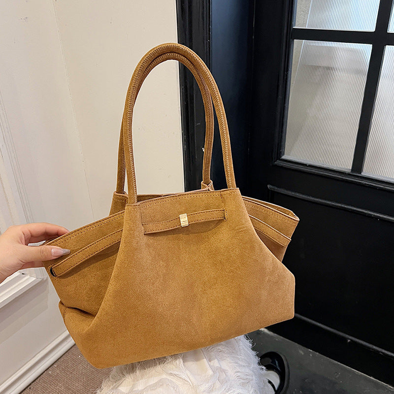 Women’s Suede Tote Bag – Retro High-End Large Capacity Commuter Bag