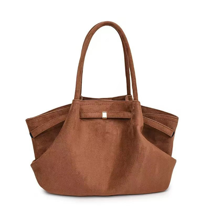 Women’s Suede Tote Bag – Retro High-End Large Capacity Commuter Bag