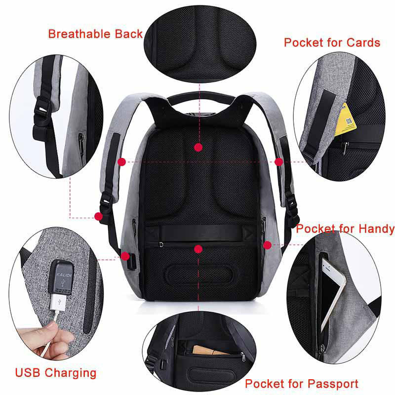 Men’s Waterproof 15" Laptop Backpack – Anti-Theft USB Charging Travel Bag